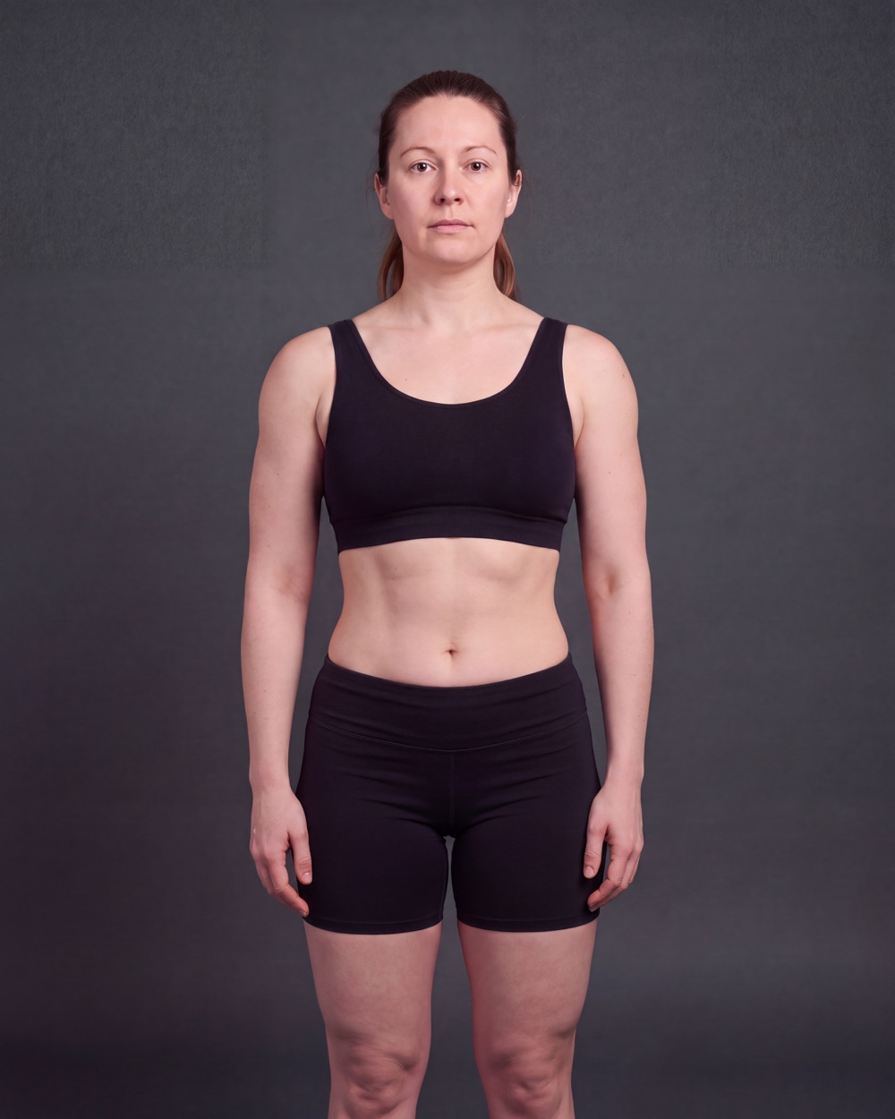 Illustration of the same woman after twelve months of training